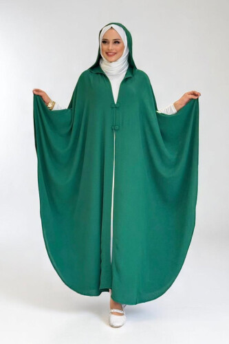 Kapüşonlu Ayrobin Pelerin 70021 Zümrüt - Bym Fashion