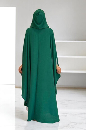 Kapüşonlu Ayrobin Pelerin 70021 Zümrüt - Bym Fashion (1)