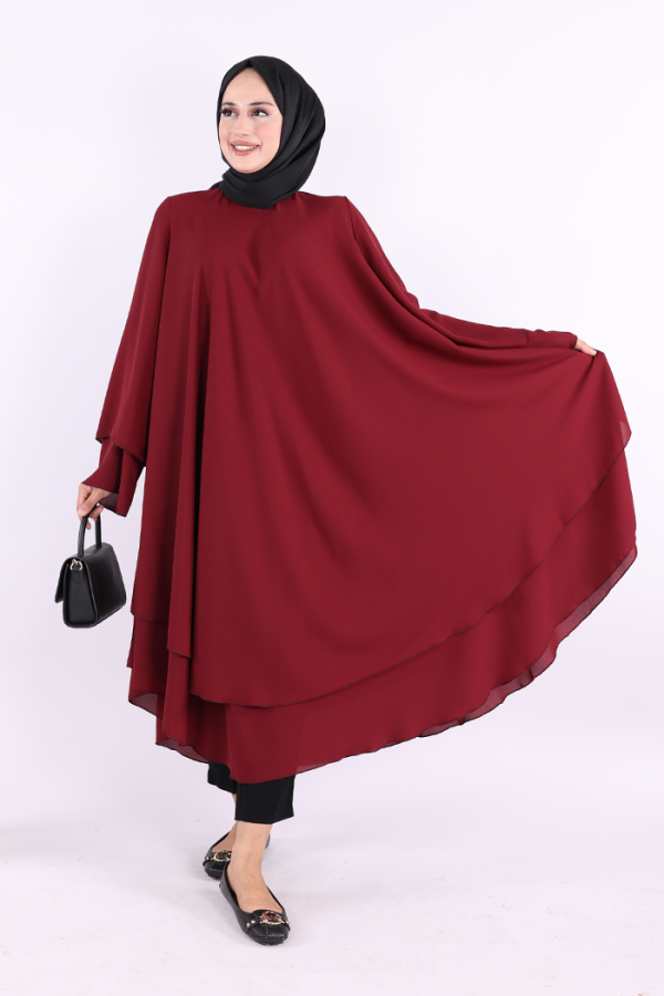 Kat Detaylı Tunik 3988 Bordo - 2