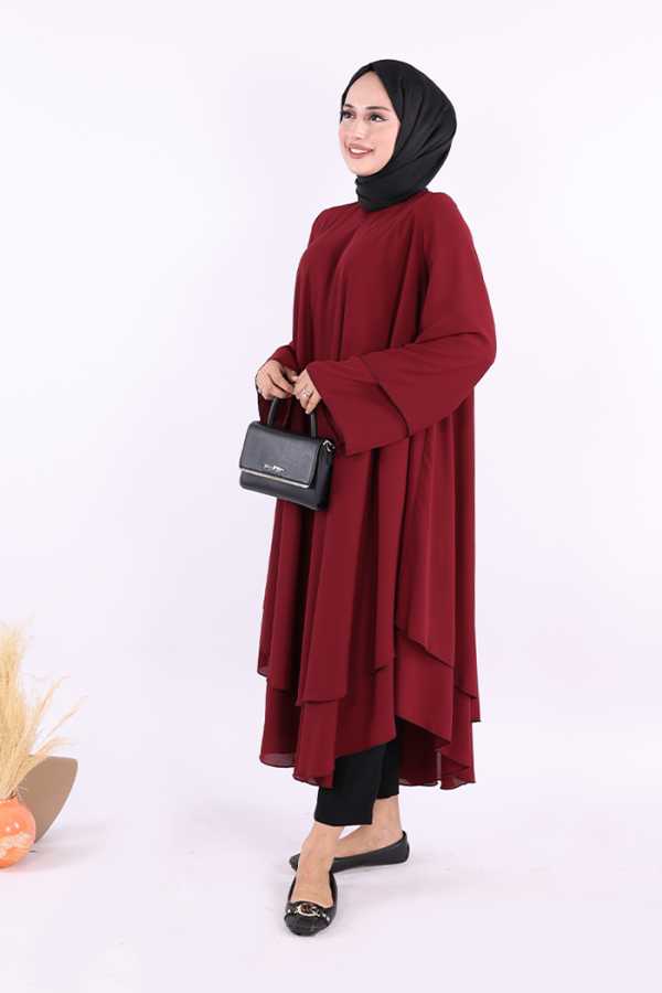 Kat Detaylı Tunik 3988 Bordo - 3