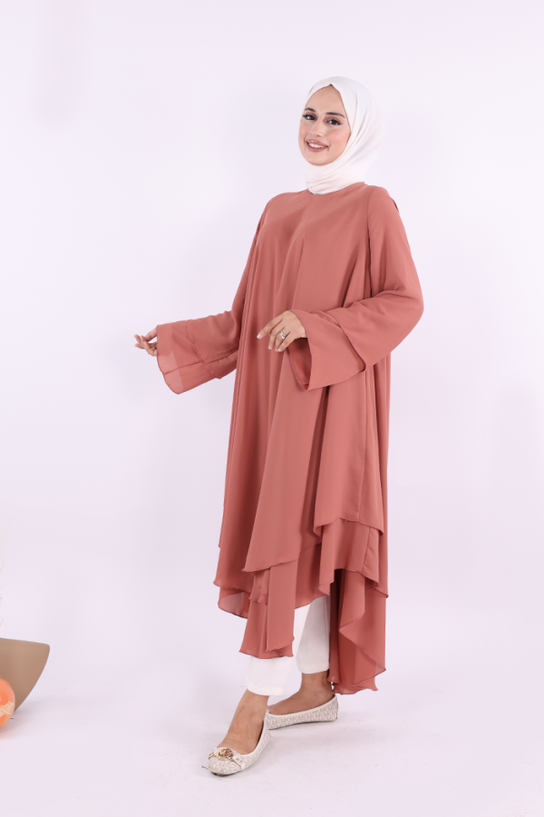 Kat Detaylı Tunik 3988 Gül Kurusu - 3