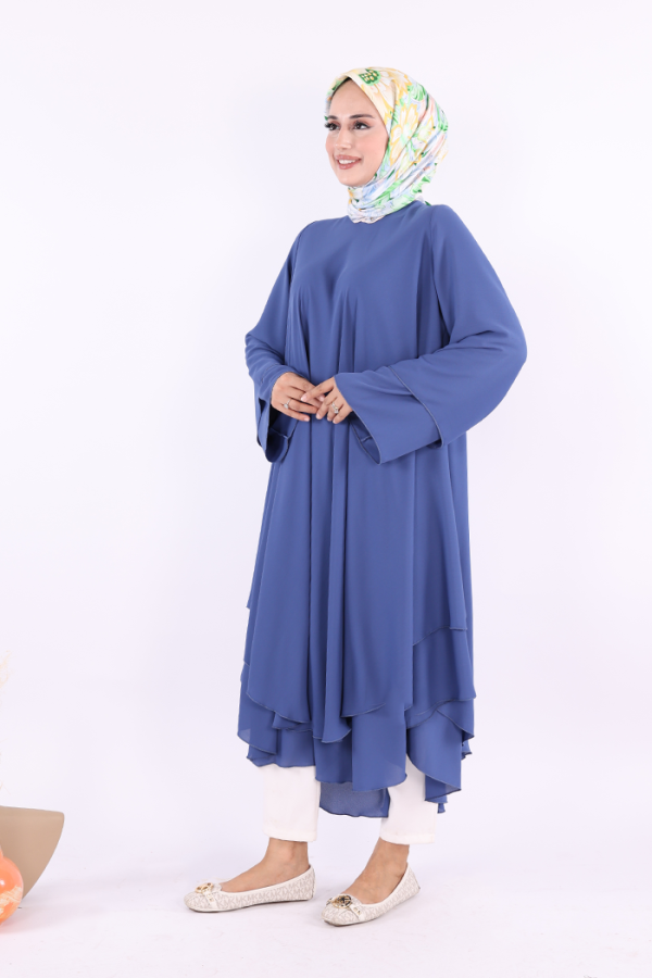 Kat Detaylı Tunik 3988 İndigo - 3