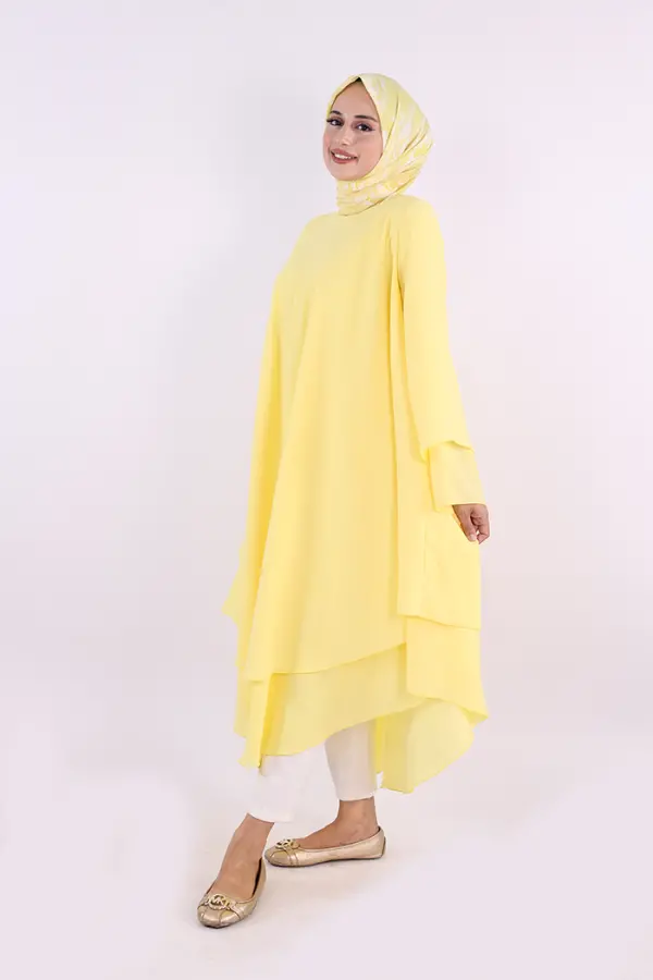 Kat Detaylı Tunik 3988 Sarı - 3