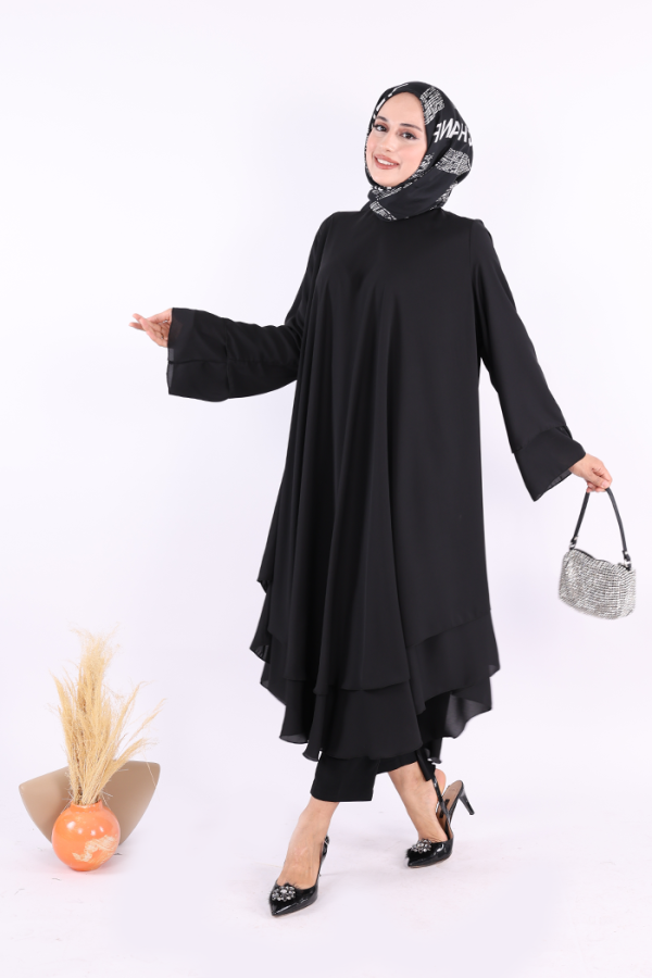 Kat Detaylı Tunik 3988 Siyah - 3