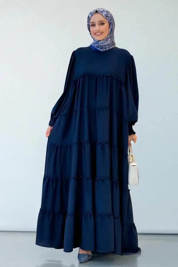 Katlı Salaş Elbise 6023 Lacivert - 1