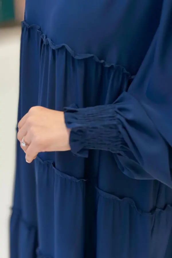 Katlı Salaş Elbise 6023 Lacivert - 4