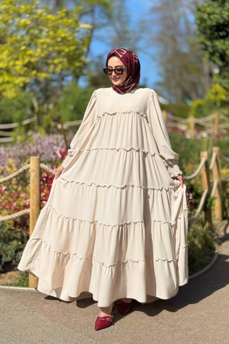 Katlı Salaş Elbise 6023 Taş - Bym Fashion (1)