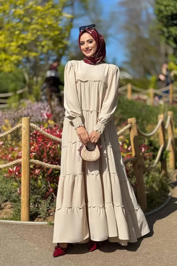 Katlı Salaş Elbise 6023 Taş - 1