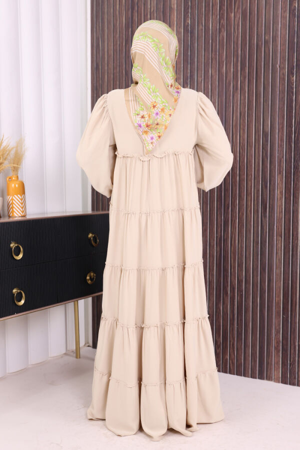 Katlı Salaş Elbise 6023 Taş - 6