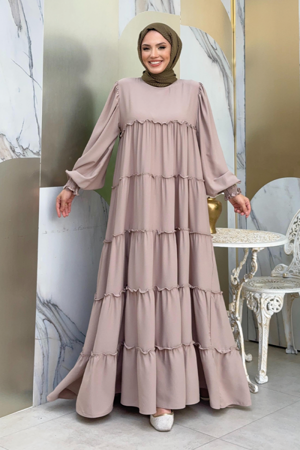 Katlı Salaş Elbise 6023 Taş - 5
