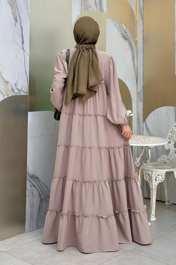 Katlı Salaş Elbise 6023 Taş - 6