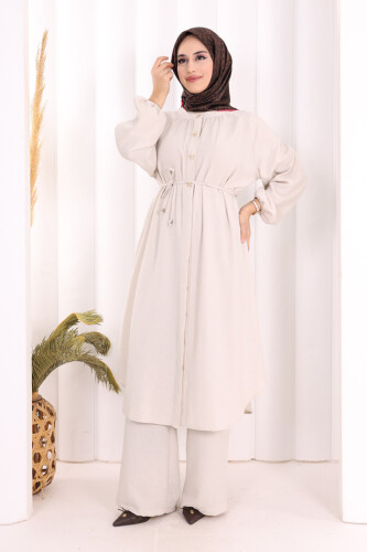 Hac Umre Keten Tunik Pantolon Takım 8013 Taş - 3