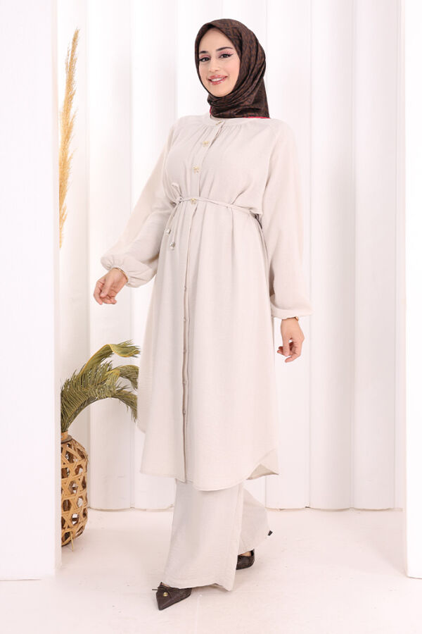 Hac Umre Keten Tunik Pantolon Takım 8013 Taş - 4