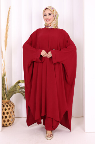 Kol Düğme Detaylı Tunik Pantolon İkili Takım 8688 Bordo - 5