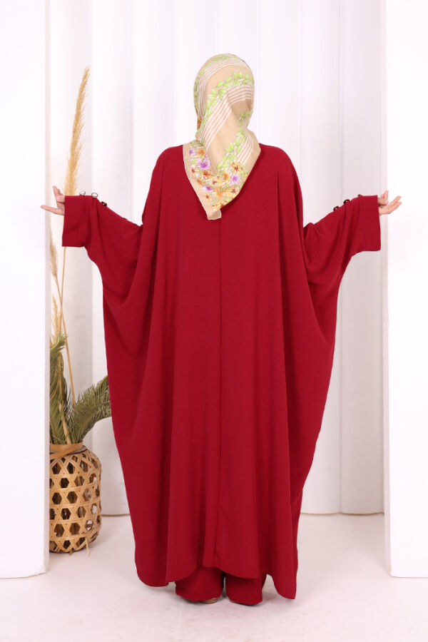 Kol Düğme Detaylı Tunik Pantolon İkili Takım 8688 Bordo - 8