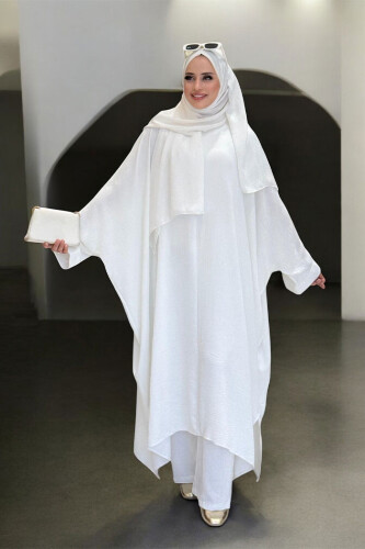 Kol Düğme Detaylı Tunik Pantolon İkili Takım 8688 Ekru - Bym Fashion