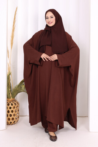 Kol Düğme Detaylı Tunik Pantolon İkili Takım 8688 Kahverengi - 6