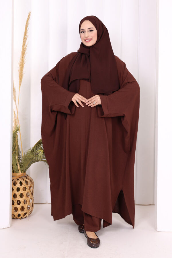 Kol Düğme Detaylı Tunik Pantolon İkili Takım 8688 Kahverengi - 6