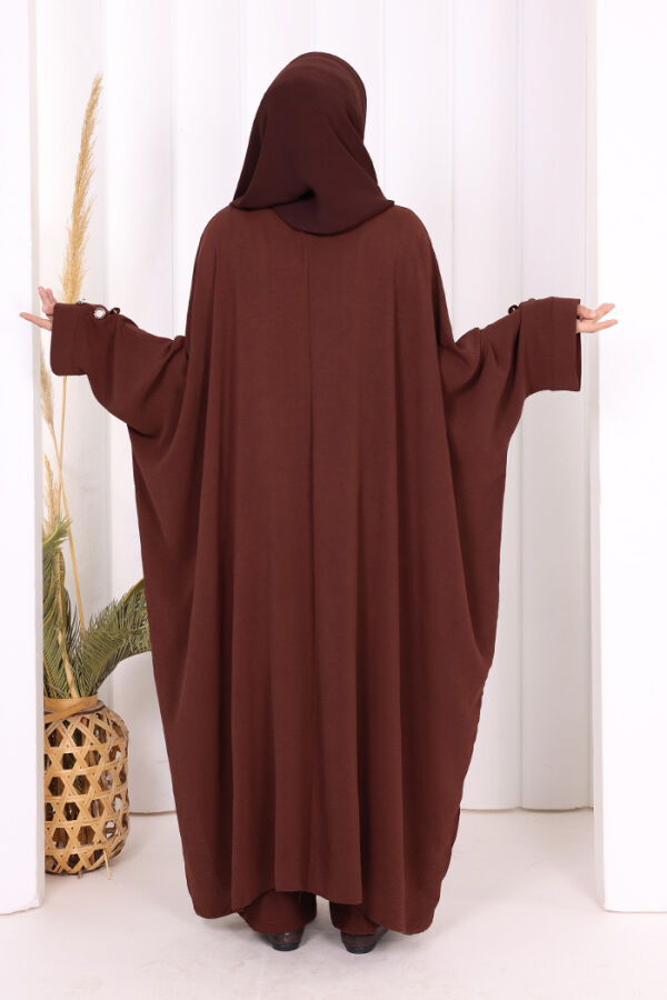 Kol Düğme Detaylı Tunik Pantolon İkili Takım 8688 Kahverengi - 8