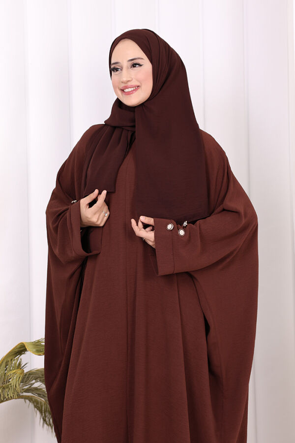 Kol Düğme Detaylı Tunik Pantolon İkili Takım 8688 Kahverengi - 9