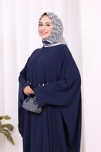 Kol Düğme Detaylı Tunik Pantolon İkili Takım 8688 Lacivert - 9