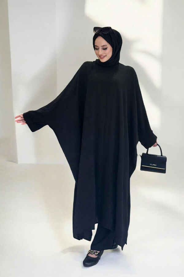 Kol Düğme Detaylı Tunik Pantolon İkili Takım 8688 Siyah - 1