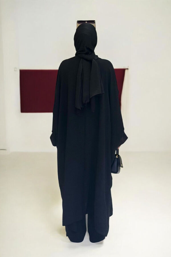 Kol Düğme Detaylı Tunik Pantolon İkili Takım 8688 Siyah - 2