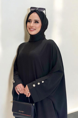 Kol Düğme Detaylı Tunik Pantolon İkili Takım 8688 Siyah - 4