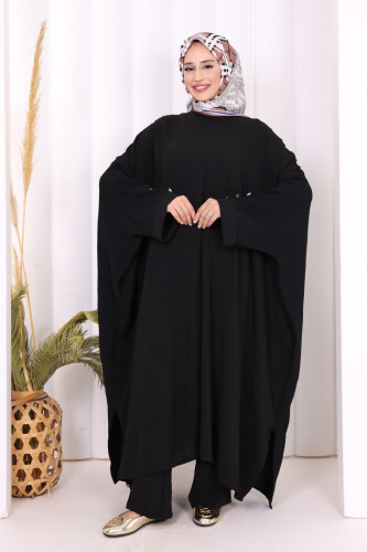 Kol Düğme Detaylı Tunik Pantolon İkili Takım 8688 Siyah - 5
