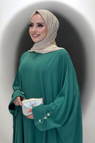 Kol Düğme Detaylı Tunik Pantolon İkili Takım 8688 Zümrüt - 4