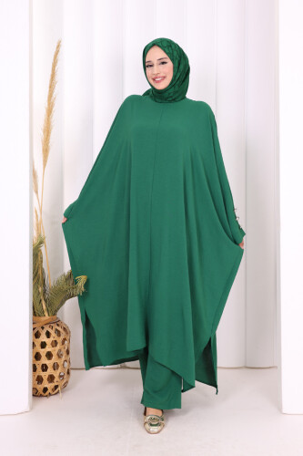 Kol Düğme Detaylı Tunik Pantolon İkili Takım 8688 Zümrüt - 6