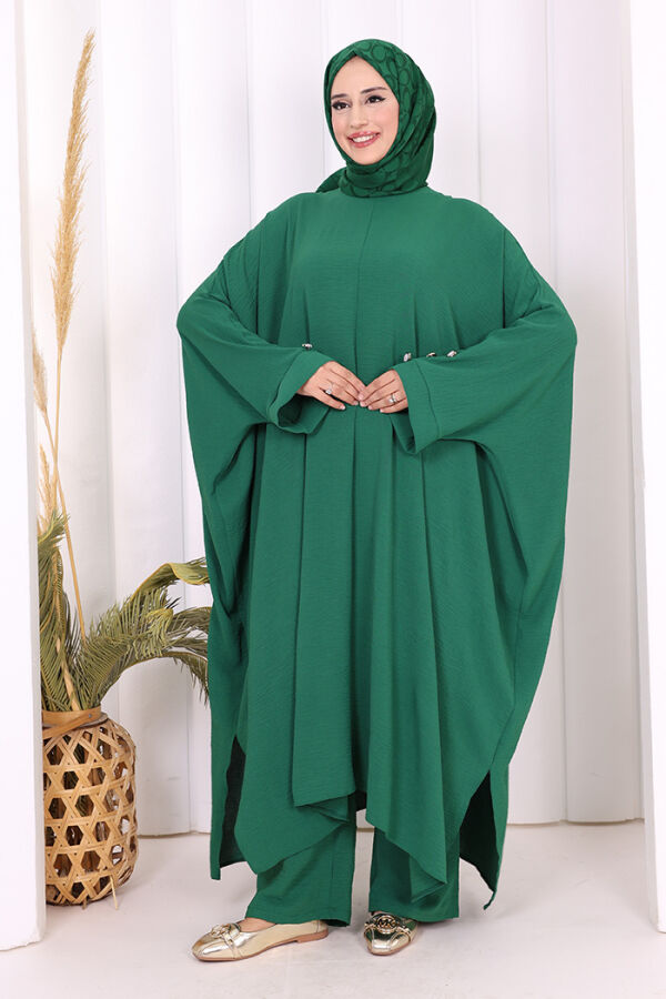 Kol Düğme Detaylı Tunik Pantolon İkili Takım 8688 Zümrüt - 7