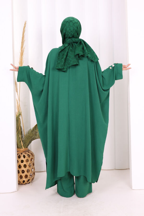 Kol Düğme Detaylı Tunik Pantolon İkili Takım 8688 Zümrüt - 9