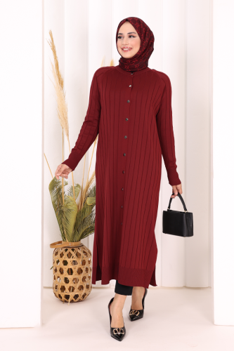 Merserize Hırka 18198 Bordo - Bym Fashion