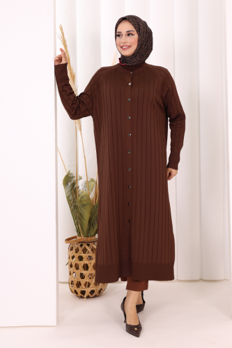 Merserize Hırka 18198 Kahverengi - Bym Fashion (1)