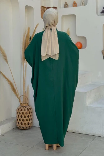 Ön Kısmı Boydan Düğmeli Salaş Elbise 7910 Zümrüt - Bym Fashion (1)