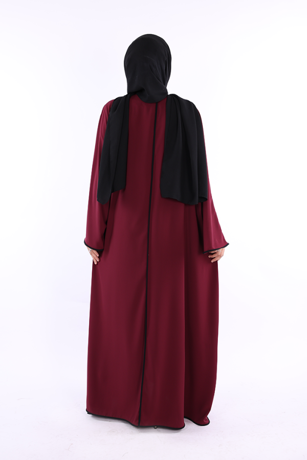 Önden Bağlama Detaylı Abaya 70005 Bordo - 3