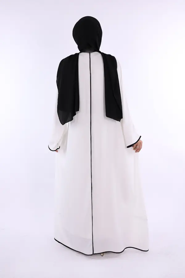 Önden Bağlama Detaylı Abaya 70005 Ekru - 3