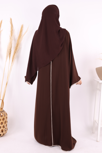 Önden Bağlama Detaylı Abaya 70005 Kahverengi - 4