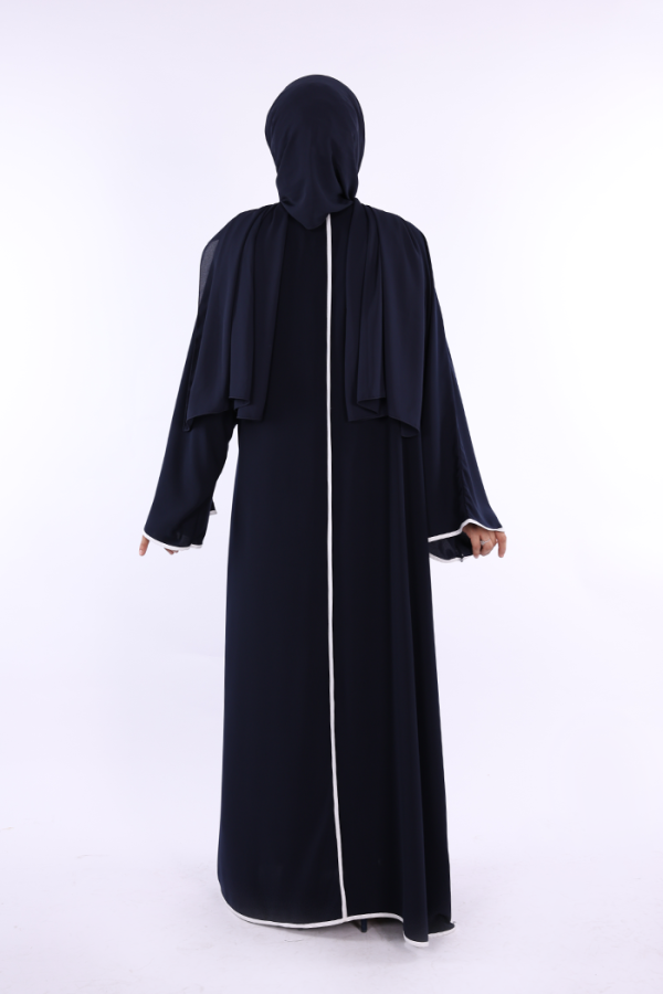 Önden Bağlama Detaylı Abaya 70005 Lacivert - 3