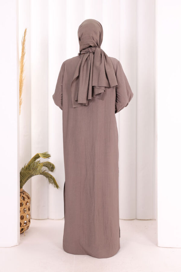 Hac Umre Takım Önü Düğmeli Tunik,Pantolon ŞAL HEDİYE 8014 Duman - 5