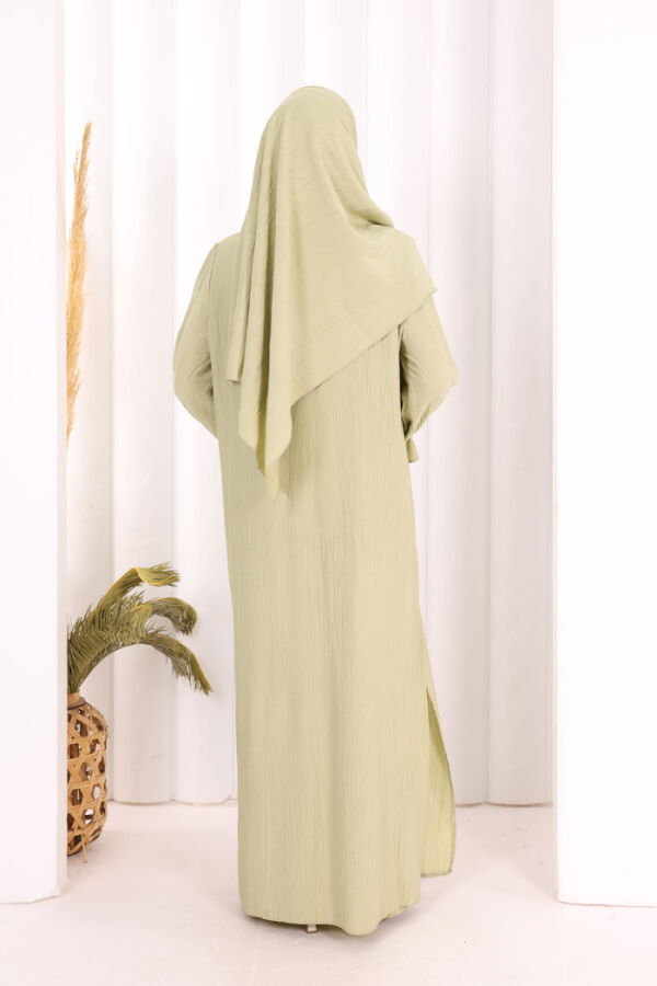 Hac Umre Takım Önü Düğmeli Tunik,Pantolon ŞAL HEDİYE 8014 Yağ Yeşili - 6