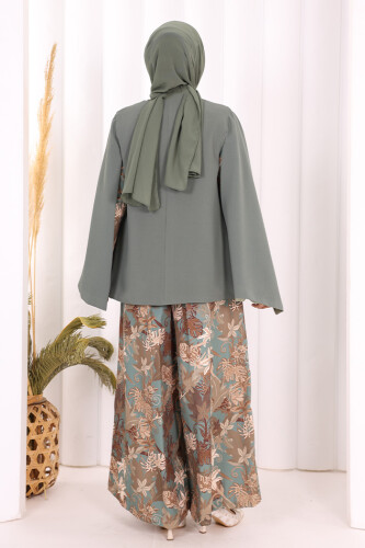 Pelerin Kol Görünümlü Düz Astarlı Ceket 7666 Mint - 9