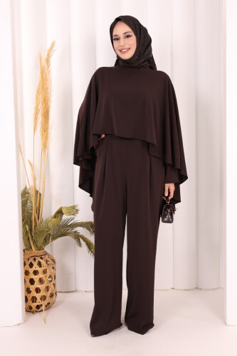 Pelerinli Tulum 8022 Kahverengi - Bym Fashion