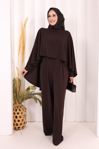 Pelerinli Tulum 8022 Kahverengi - Bym Fashion (1)