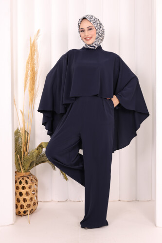 Pelerinli Tulum 8022 Lacivert - Bym Fashion (1)