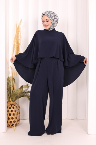 Pelerinli Tulum 8022 Lacivert - Bym Fashion