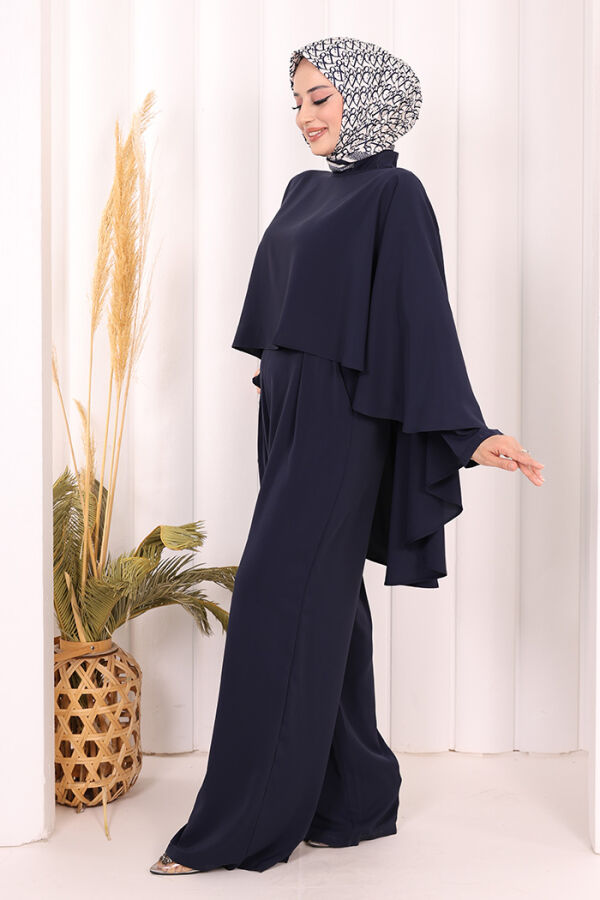 Pelerinli Tulum 8022 Lacivert - 3