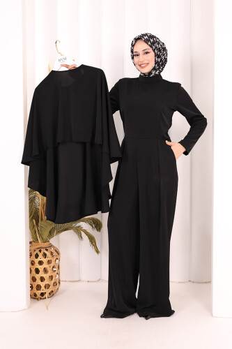 Pelerinli Tulum 8022 Siyah - Bym Fashion