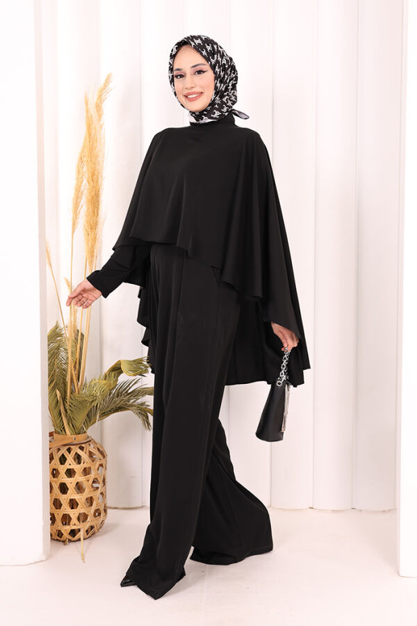 Pelerinli Tulum 8022 Siyah - 4